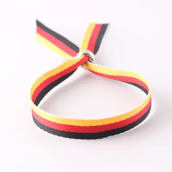 Germany Flag de la Republica de tape Black Red Yellow Fabric Bracelet . Републикански регулируема тъкан нишка гривна