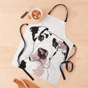 Great Dane b/w/pink dog Престилка готвач костюм Жени Кухненска престилка