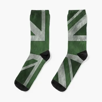 Green Distressed Union Jack Socks Run футбол против хлъзгане чорапи Жена Мъжки