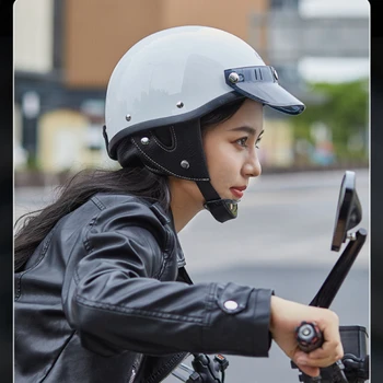 GXT половин лице Корея стил моторна каска реколта точка одобрен пилот каска кафе състезател лято езда скутер джет Capacete пара мото