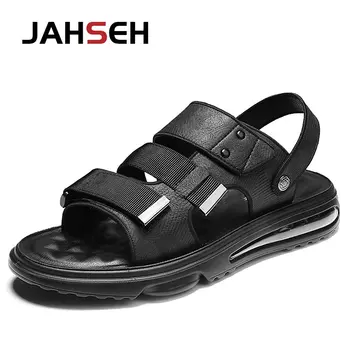 JAHSEH Нови меки въздушни възглавници сандали естествена кожа мъжки летни обувки удобни тъкат ежедневни обувки висококачествени плажни обувки