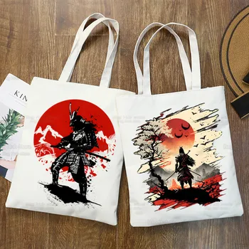 Japan Samurai Spirit Японски стил Бушидо пазарска чанта Купувач Еко платно Купувач Bolsas De Tela чанта за пазаруване за многократна употреба
