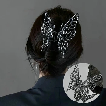 Korea INS Bright Silver Cross Geometric Hairpin Butterfly Grab Clip Hair Claw Woman Girls Styling Barrette Headdress