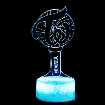 Kpop Star Team Два пъти Лого фенове 3d Led лампа за спалня Mange Аватар нощни светлини Детска стая декор Детски подарък за рожден ден
