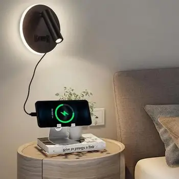 LED скандинавска стенна лампа с превключвател 3W Spotligh 6W подсветка Свободно въртене Sconce вътрешна стенна светлина за домашна спалня нощно осветление