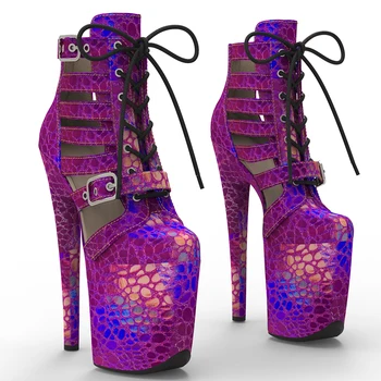 Leecabe 20CM / 8inches холография PU Upper Fashion тенденция платформа Pole Dance обувка