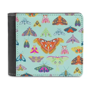 Lots Of Lepidoptera Fashion Credit Card Wallet Кожени портфейли Персонализирани портфейли за мъже и жени Surface Design Moths