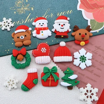 Mini cabochons en résine à dos plat, série de Noël, scrapbooking, bijoux à bricoler soi-même, épingle à cheveux, artisan