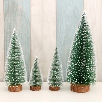 Mini Diy коледно дърво 25 см фалшив кедрово дърво десктоп прозорец дисплей бяло дърво Санта сняг скреж къща декор Коледа декор