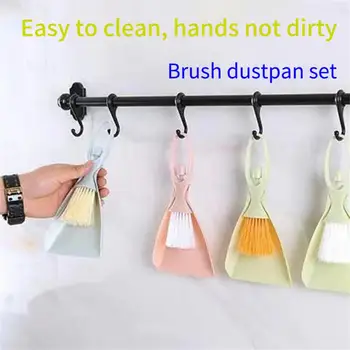 Mini Handy Desktop Keyboard Sweep Dustpan Cleaning Brush Corner Broom Pan Set with Handle Household Cleaning Tool