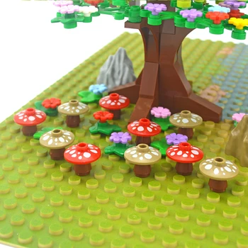 MOC Гъби Петна Борови цветя Строителни блокове Растения Сглобяване на тухли DIY аксесоари за къщи творчески играчки за деца