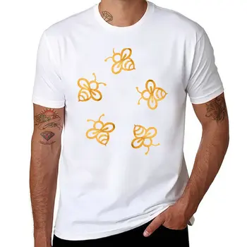 New Bees - златно фолио пчели очертава тениска празни тениски тениска тениска за момче сладък върховете мъжки реколта тениски