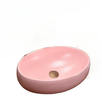 Nordic Simple Table Basin Oval Ceramic Basin Morandi Pink Washbasin Баня Единична мивка Домакински комплект за баня