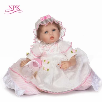 NPK 43cm Силиконови бебешки преродени кукли, реалистични кукли преродени бебета играчки за момиче розова принцеса подарък brinquedos за деца