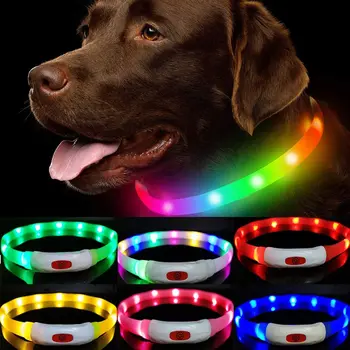 Pet Supplies Anti loss Аксесоари за безопасност Light Noctilucent Strap Pet Glow Колие USB акумулаторни нашийници за кучета