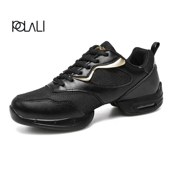 POLALI Мрежести джаз обувки Мъжки модерни меки подметки танцови маратонки Дишащи танци Фитнес тренировъчни обувки Обувки за бални танци