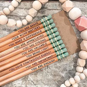 PPYY-Affirmation Pencil Set 2023 Нови вдъхновяващи моливи с мотивационни поговорки Дървени мотивационни моливи