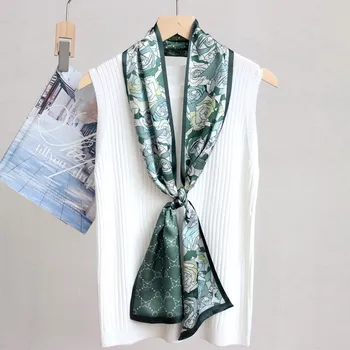 Print Модни ленти за глава Дамски дизайн 100% истински копринени кльощави шалове луксозна обвивка шал бандана Foulard Neckerchief Хиджаб Пашмина