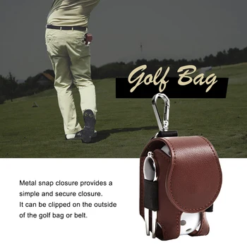 PU кожена чанта за съхранение на топка за голф с метална катарама талия висяща торбичка за съхранение на топка за голф мини универсални аксесоари на открито