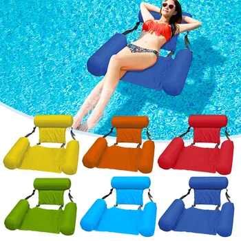 PVC летен надуваем сгъваем плаващ ред плувен басейн воден хамак въздушни матраци легло плаж водни спортове шезлонг стол