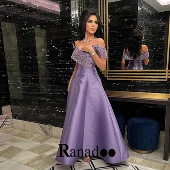 Ranadoo вечерни рокли реколта от рамото абитуриентски вечерна рокля сатенени пайети линия цип Abendkleider направени по поръчка