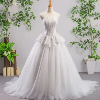 Robe De Mariee Нови пристигат дантела нагоре апликации прости бели булчински сватбени рокли Купи Китай директно Абито Споза