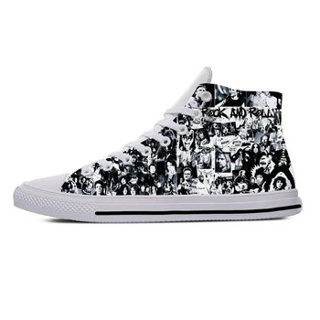 Rock N Roll Rock Band Music Singer Guitar Fashion Casual Cloth Shoes High Top Lightweight Breathable 3D Print Men Women Sneakers