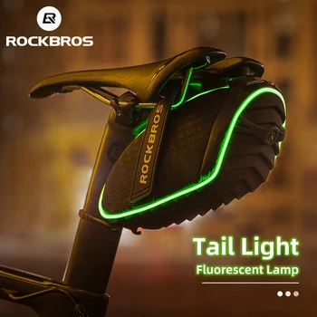 ROCKBROS Bike Tail Bag Самосветеща флуоресцентна отразяваща водоустойчива MTB пътна велосипедна седловина чанта Аксесоари за колоездене