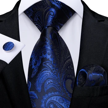Royal Blue Paisley копринени връзки за мъже кърпичка за ръкавели аксесоари за сватбено тържество 150 см дължина врата вратовръзка комплект на едро