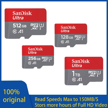 Sandisk оригинална карта памет 512GB 256GB 128GB 64GB SDXC C10 Micro SD A2 U3 V30 TF карта за дронове microSD карта