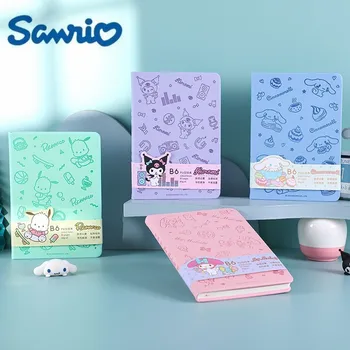Sanrio Kawaii Hello Kitty Book Kuromi Cartoon Cute Pages Pu Retro Striped Notebook Student Ins Anime School Supplies Gift