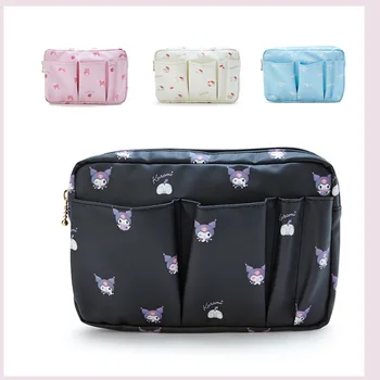 Sanrio пътуване козметични чанти Kawaii Hello Kitty Kuromi Pochacco жените вмъкване организатор чанта цип вътрешна чанта преносим грим