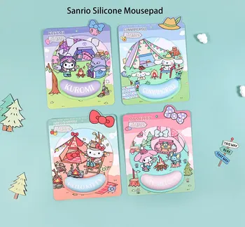 Sanrio Силиконова подложка за мишка Kuromi Mymelody Cinnamoroll Hellokitty Creative Cartoon Desktop Mouse PU Non-Slip Pad Подложка за мишка за китка