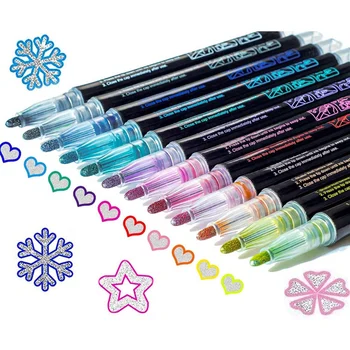 Shimmer маркери Doodle Outline Dazzles: Комплект писалки с двойна линия Супер завъртулки Dazzlers Лесен за използване