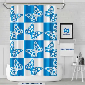 Sinonarui пеперуда линия дизайн водоустойчив екологичен полиестер плат душ завеси за баня украсяват