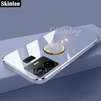 Skinlee случай за Realme GT 3 с пръстен плътен цвят електропластина рамка силиконова обвивка за Realme GT Neo 5 C55 капак