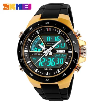 SKMEI 1016 Водоустойчив спортен кварцов часовник Мъжки цифров хронометър Двоен дисплей за време Ръчни часовници Мъжки часовник 1560 Relogio Masculino