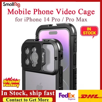 SmallRig Mobile Video Cage за iPhone 14 Pro / pro Max Case Rig 4077 съвместим с обективи с резба M-mount 17mm