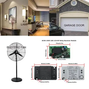 Smart Home аксесоари Интелигентен превключвател за управление на осветлението Сгъваем 220v мини релеен приемник Панел без окабеляване Преносим Rf 433mhz