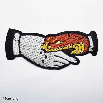 Snake Biting Hand Trust No One Iron On Patch Embroidered Clothes Patch For Clothing Boys Clothes Stickers Garment Jeans Backpack