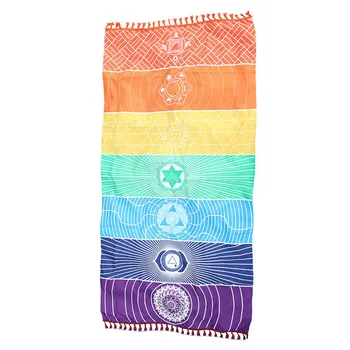 Square Rainbow Beach Towel експлозия цветна чакра Мандала медитация Йога пискюл плажна кърпа