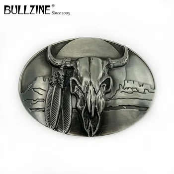 The Bullzine бик главата колан катарама с пютър покритие FP-02587-1 подходящ за 4 см ширина щракам на колан