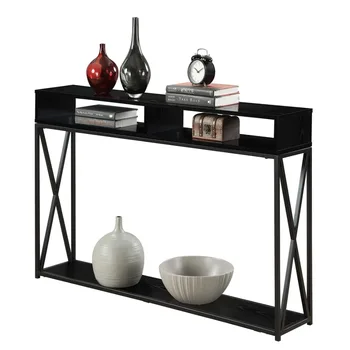 Tucson Deluxe 2-Tier Console Table Black Freight Free Sofa Living Room Furniture Home