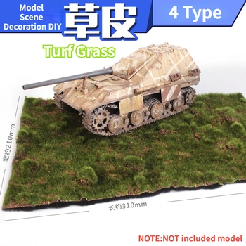 Turf трева резервоар самолет платформа пясък поле пейзаж модел сцена декорация изкуствена трева за модел хоби DIY 31x21cm