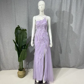 Ume розови пера русалка елегантни дълги вечерни рокли 2023 Луксозни дубайски рокли за женско сватбено тържество