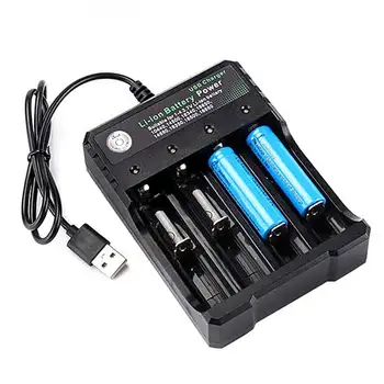 USB 18650 зарядно устройство за батерии черно 1 2 4 слота AC 110V 220V Dual За 18650 зареждане 3.7V акумулаторна литиева батерия зарядно устройство