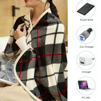 USB електрически отоплителен шал многофункционален норка кадифе топъл шал таймер функция домашен офис обратно коляното топло отопление одеяло