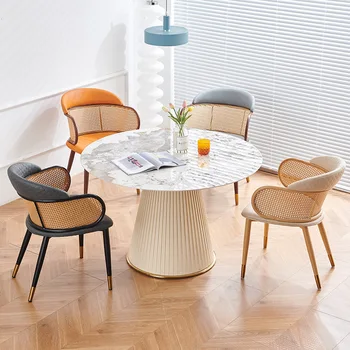 Weavingdining Nordic ратан стол стил семеен ресторант дизайнер реколта кафе фотьойл магазин един стол нов дропшипинг