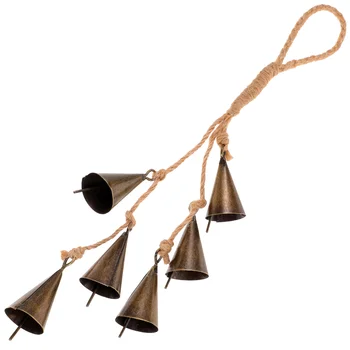 Witch Bells Защита Закачалки за врати Вещица Вятърни камбанки Венец Ръчно изработени висящи камбани на вещици Wiccan Magic Wind Chimes за домашна врата