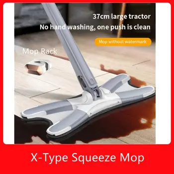 X-Type Squeeze Mop 6Pcs Микрофибърни подложки за многократна употреба 360 градуса плосък под моп Начало Замяна на ръчно измиване Домакински почистващи инструменти